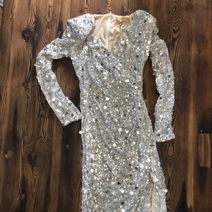 Silver Long Bodycon with high slit